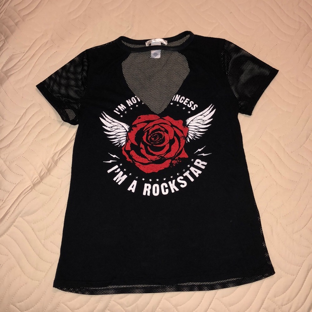 Graphic T-Shirt with Mesh Sleeves and Back